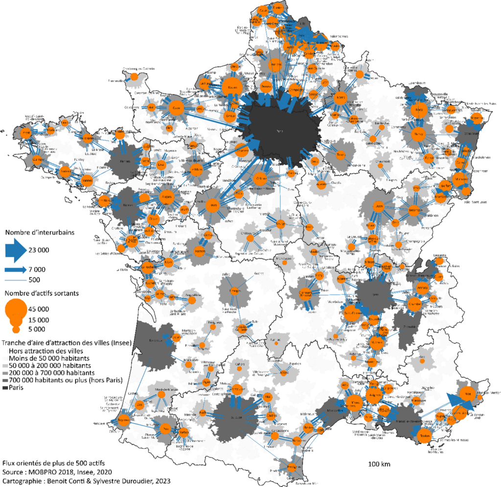 Carte des déplacements pendulaires